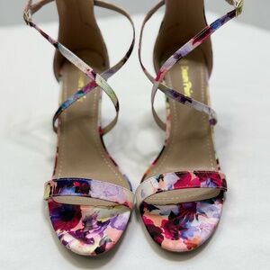 Dream Pairs Floral Strappy Heels Size 9.5 Multicolor Ankle Strap Stiletto Sandal